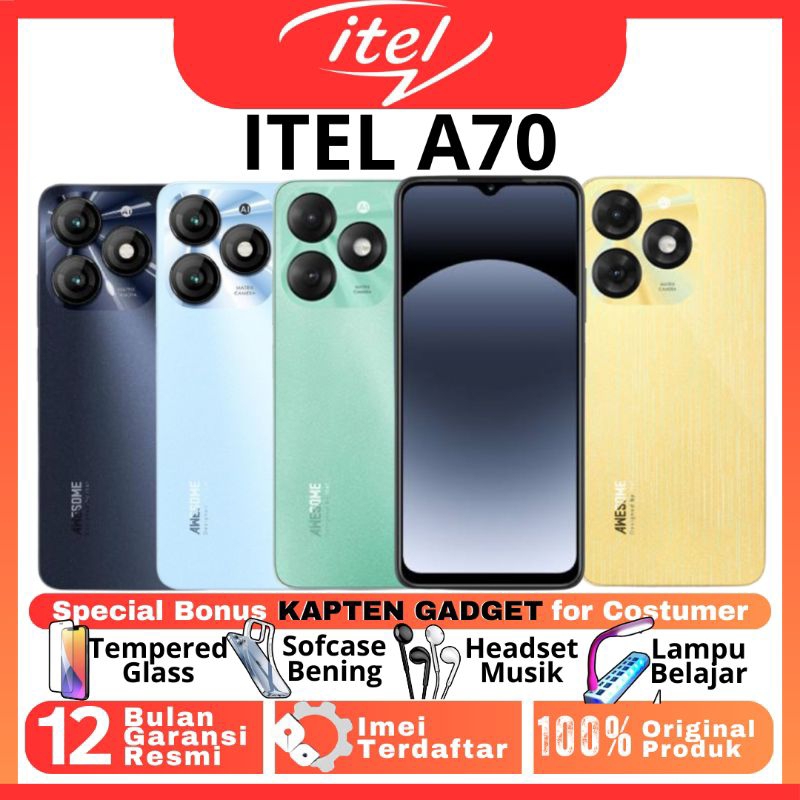 HP ITEL A70 4/64 GB - 4/128 GB Ram upto 8GB 100% BARU ORIGINAL GARANSI RESMI