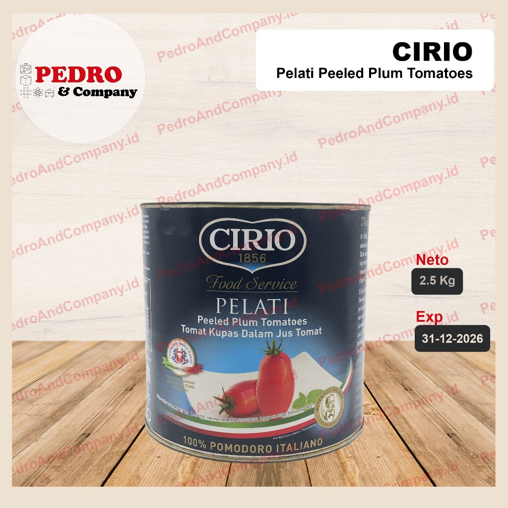 

Cirio pelati peeled tomatoes tomat kupas dalam jus 2.5kg - kaleng besa