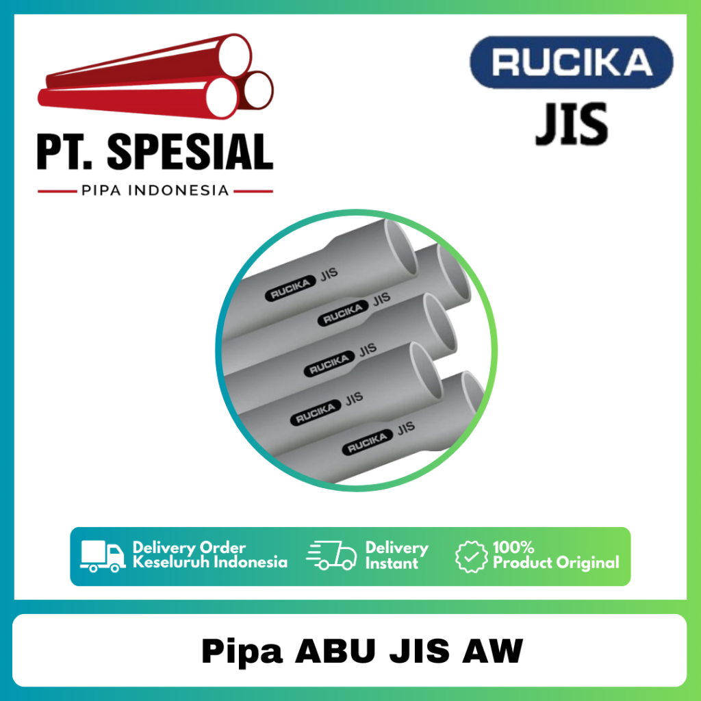Pipa PVC Abu JIS Rucika Type VP 1/2 - 2.1/2" Inch / Pipa JIS AW Rucika PerBatang 4Mtr - 06