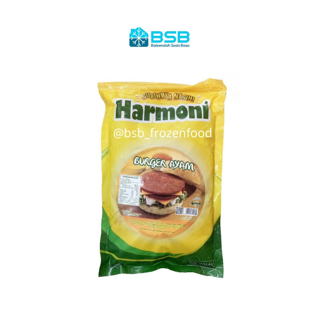 

HARMONI Patties Burger Ayam / Daging Ayam Isian Berger 250 gram 500 gram Frozen Food