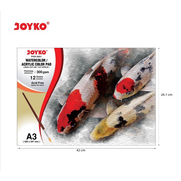 

Joyko Watercolor Pad A3 Buku Gambar Cat Air Akrilik 3 gsm 12 Sheets A3 KODE L6G9