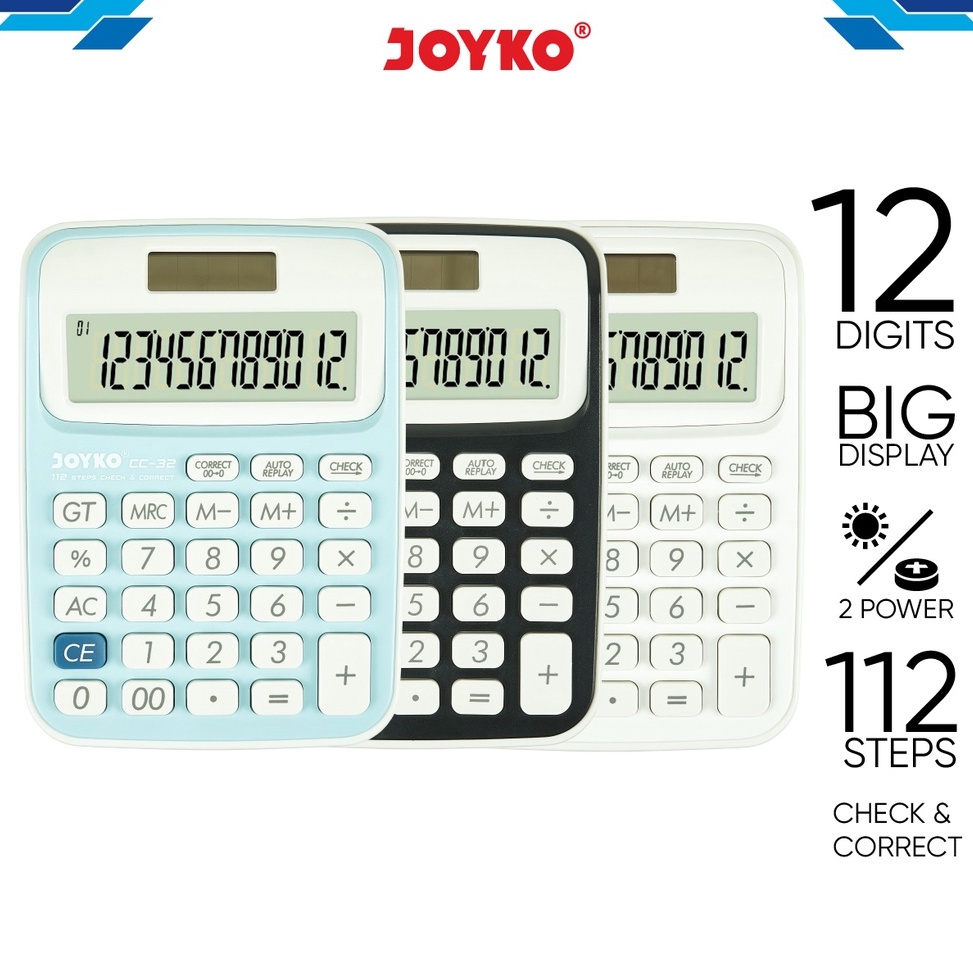 

Calculator Kalkulator Joyko CC32 12 Digits Check Correct KODE Q6H3
