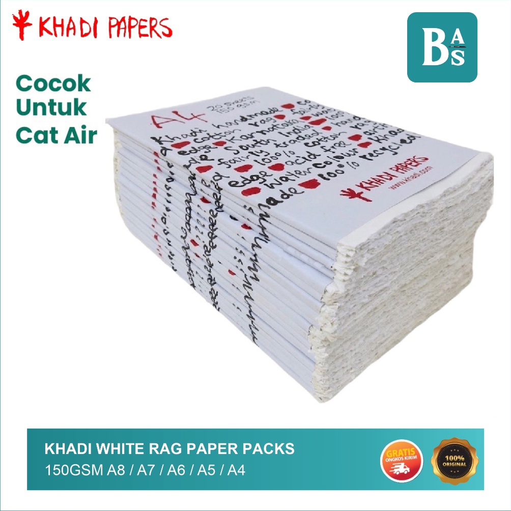 

Khadi White Rag Paper Packs 15g A8 A7 A6 A5 A4 KODE C8Z8