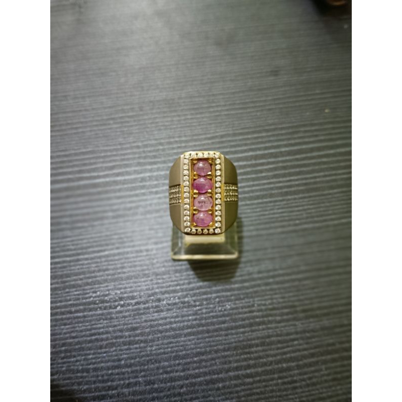 Cincin Permata Natural Ruby Burma Ring Perak Kombinasi With Memo