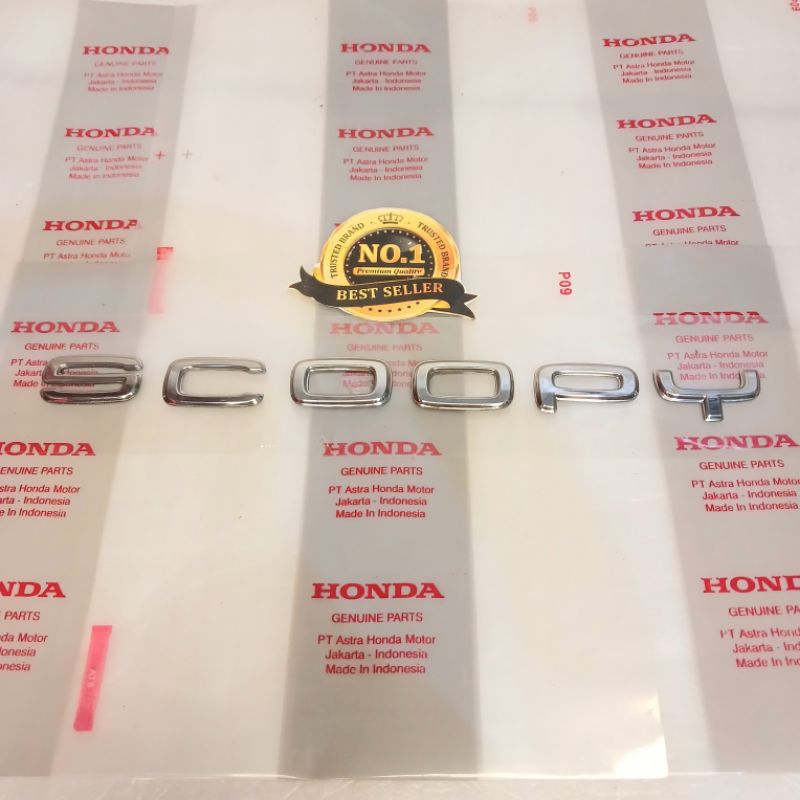 stiker emblem Scoopy warna silver original