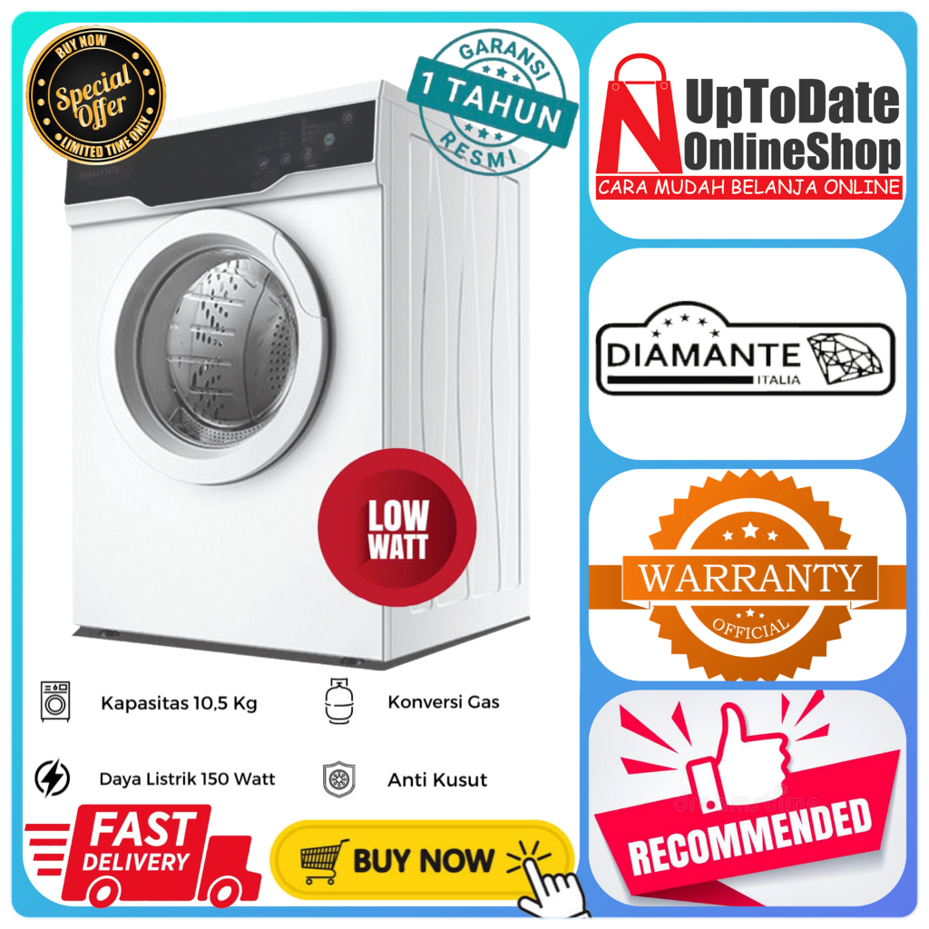 DRYER GAS DIAMANTE CYGNUS 10509BDG 10509 BDG DRYER LAUNDRY 10.5KG ANTI KUSUT DIGITAL LED BIG CAPACIT