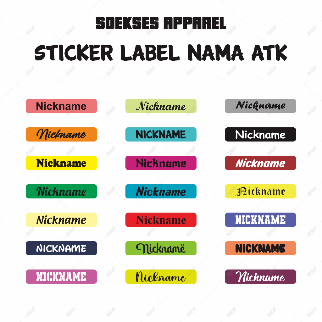 

Sticker Label Nama ATK ( Bisa Custom Nama ) . 1 Lembar A5 Isi 30 Pcs