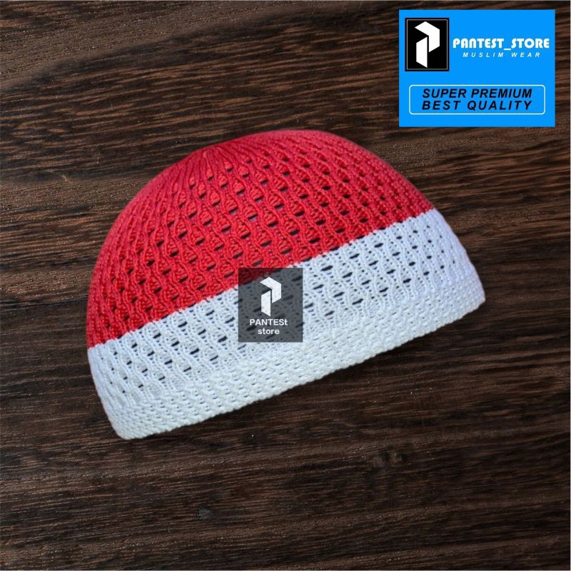 peci arifin merah putih/peci murah/peci grosir/peci elastis/perlengkapan muslim pria/acesoris pria