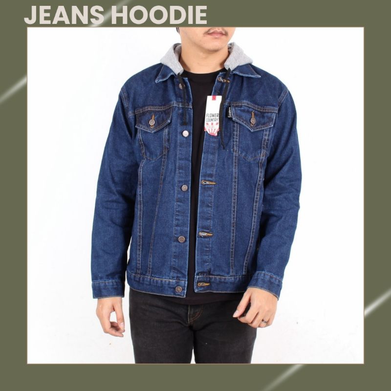 JAKET JEANS HOODIE PRIA PREMIUM ORIGINAL DISTRO JAKET DENIM COWOK