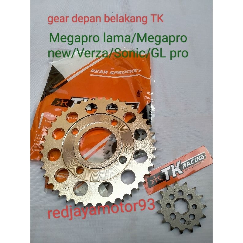 gear depan belakang TK 428 gir Megapro new/Megapro lama/Sonic/Verza/GL pro/Tiger (baut 4)