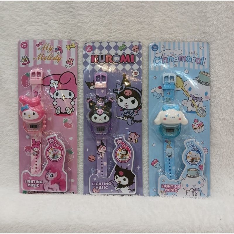 COD Jam Tangan Anak Sanrio Kuromi Cinnamoroll My Melody Jam Tangan Anak Kotak Pencet Jam Anak Musik 