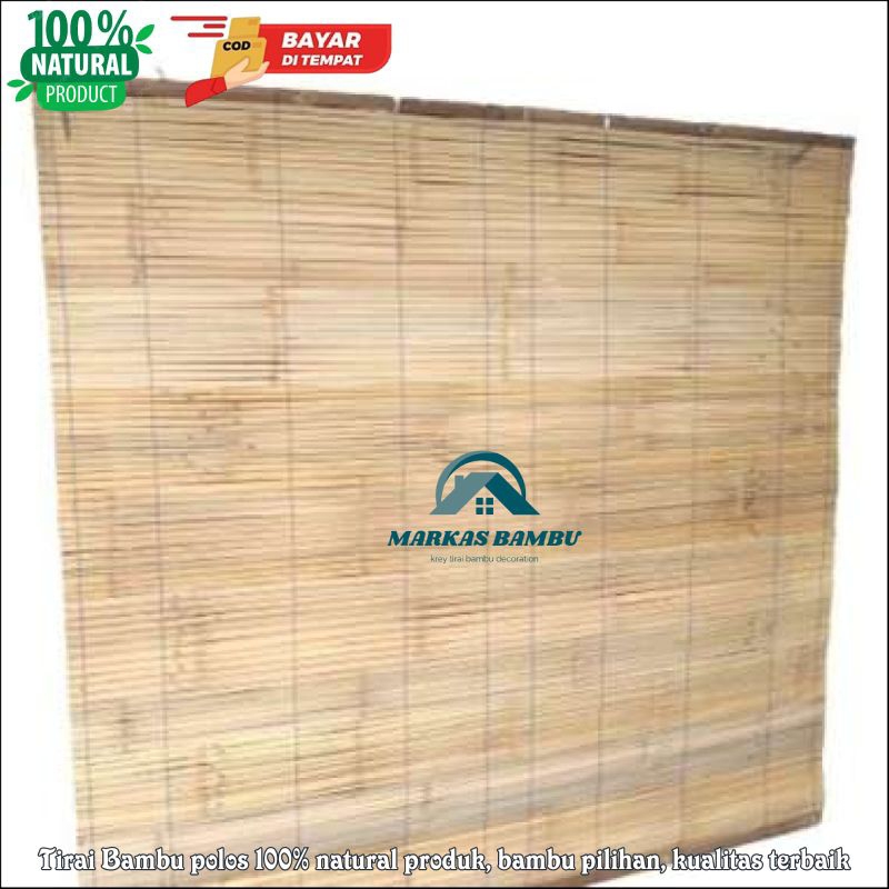 TIRAI BAMBU GULUNG OUTDOOR ANTI AIR KERAI MOTIF POLOS 1 SET LENGKAP TALI DAN ERETAN