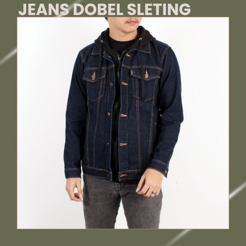 JAKET JEANS DOBEL SLETING HOODIE PRIA PREMIUM ORIGINAL DISTRO