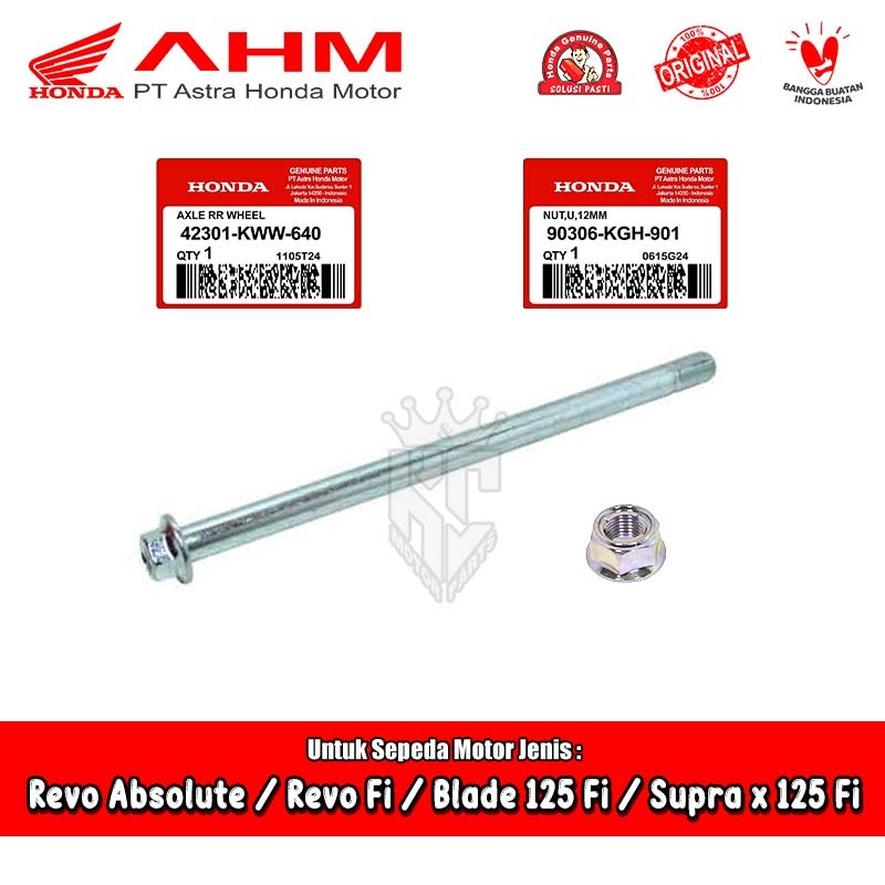 As Roda Belakang + Nut Honda Supra x Blade 125 Revo Absolute Fit Original AHM 42301-KWW-640