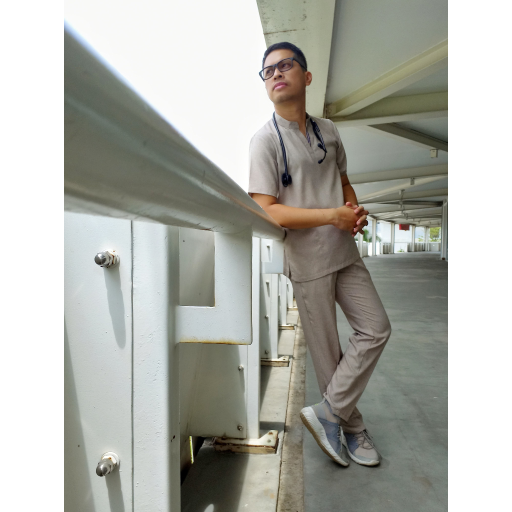 Baju jaga dokter/baju jaga perawat/baju jaga OK/baju jaga lengan pendek/latte