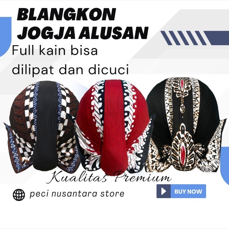 BLANGKON JOGJA MATARAM ALUSAN Untuk dewasa dan anak-anak full kain bisa dilipat dan dicuci