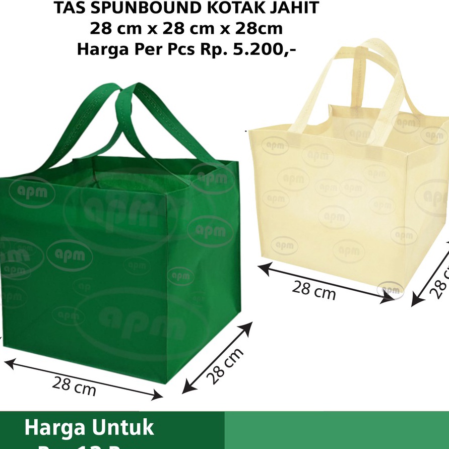 

Super Tas Spunbond Kotak Ukuran 28cm x 28cm x 28cm Tas Jahit