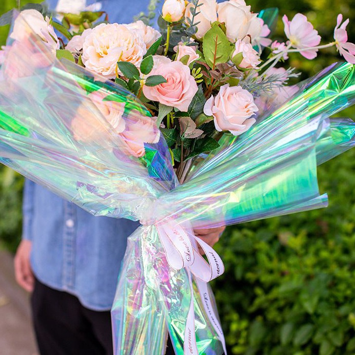 

Kilat HOLOGRAM TRANSPARENT 5 X 5 CM Kes bunga Hologram bening 1pack 1 Lembar Plastik OPP Rainbow Unicord Paper Transparent Hologram paper Cellophane Paper Kes bunga Fuwa Paper Kes Bening Aksesoris Bunga Hologram