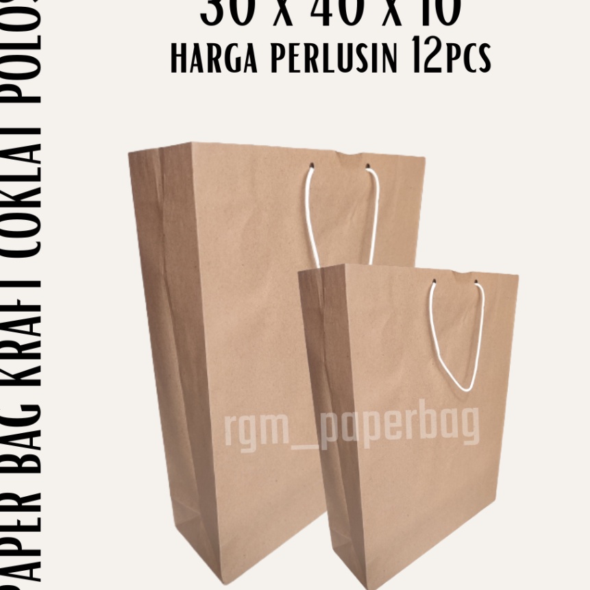 

FG2 Tas kes paperbag polos coklat XL 3 x 4 lusinan Isi 12pcs