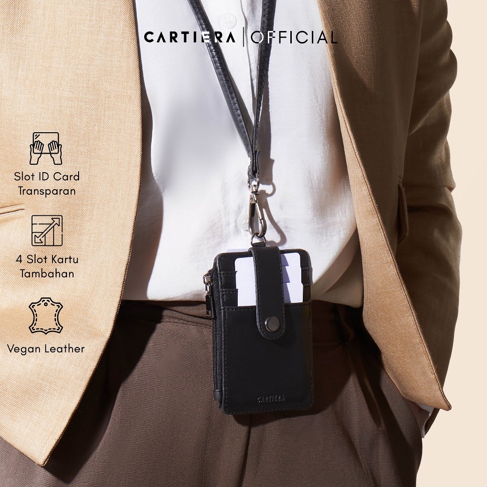 

KODE Q54Q Cartiera Vex Lanyard ID Card Name Tag Kalung Pria Wanita Kulit Praktis Premium