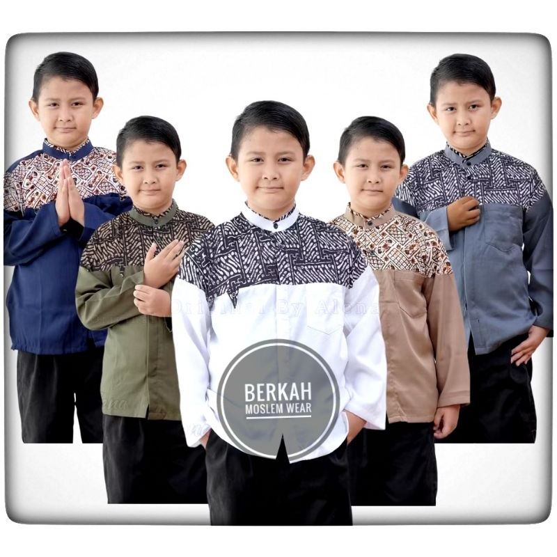 Baju Koko Anak Motif FARHAN Kombinasi Batik Bahan Toyobo