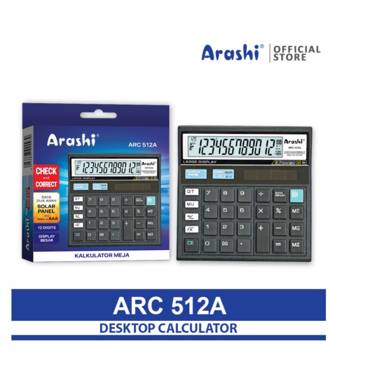 

KODE R82V Arashi Desktop Calculator Kalkulator Meja Dagang 12 Digit Check And Correct ARC 512A ARC 512 A ARC 512B 512 B