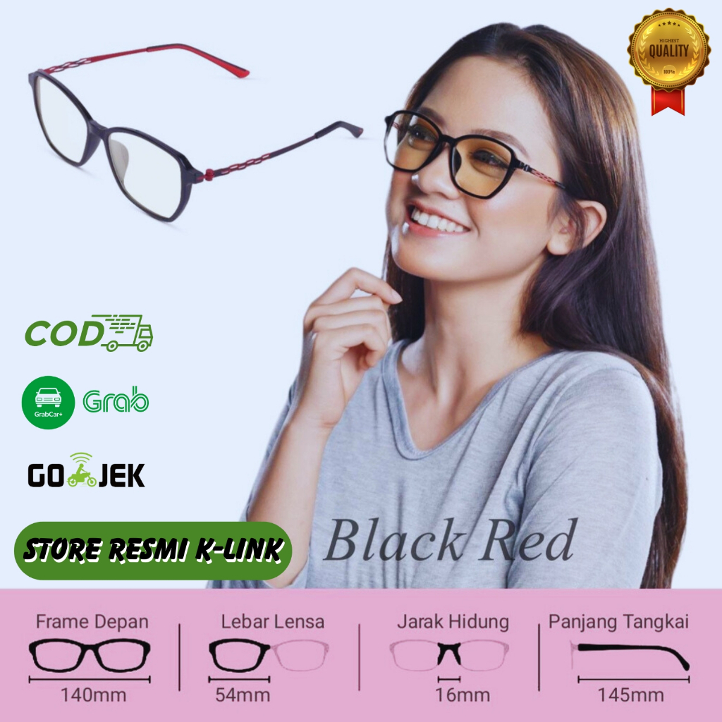 Kacamata K Ion Nano Premium 8 ORIGINAL K-LINK || ANTI UV ANTI RADIASI - BLACK RED