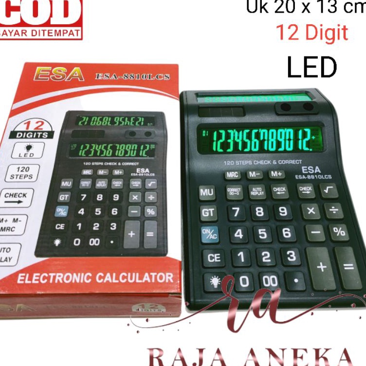 

KODE P35V Kalkulator Layar Lcd Led menyala Calculator Besar Esa 881 12 digit cek ulang 2 layar bolak balik