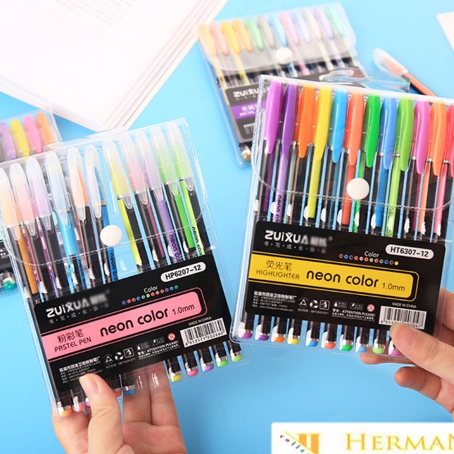 

FG2 HC Pena Glitter Metalik 1mm Isi 12pcs Pulpen Warna Warni Tinta Pastel Neon Color Pen Pastel Ballpoint Craftwork Scrapbook Gel Ink Hhlhter Penanda Buku Warna Warni Ujung Lembut t