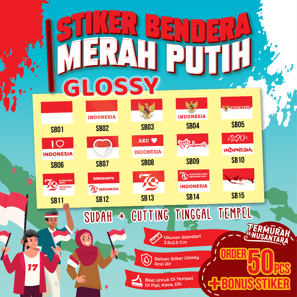 

STIKER BENDERA MERAH PUTIH HUT RI 79 STIKER PIPI