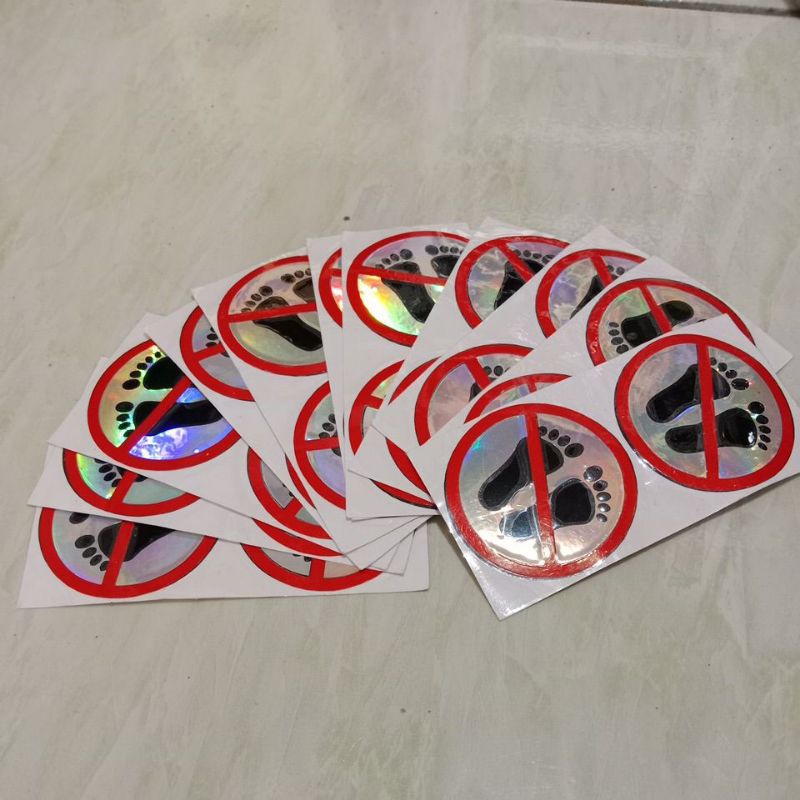 

sticker hologram logo telapak kaki