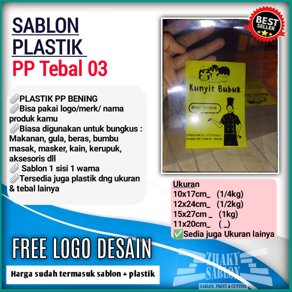 Sablon plastik / plastik PP (Tebal 03)