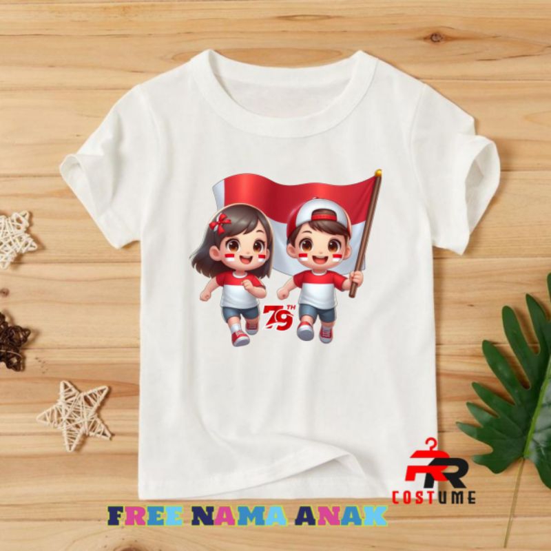 BAJU ANAK KAOS ANAK KARTU TEMA 17 AGUSTUS (FREE NAMA)