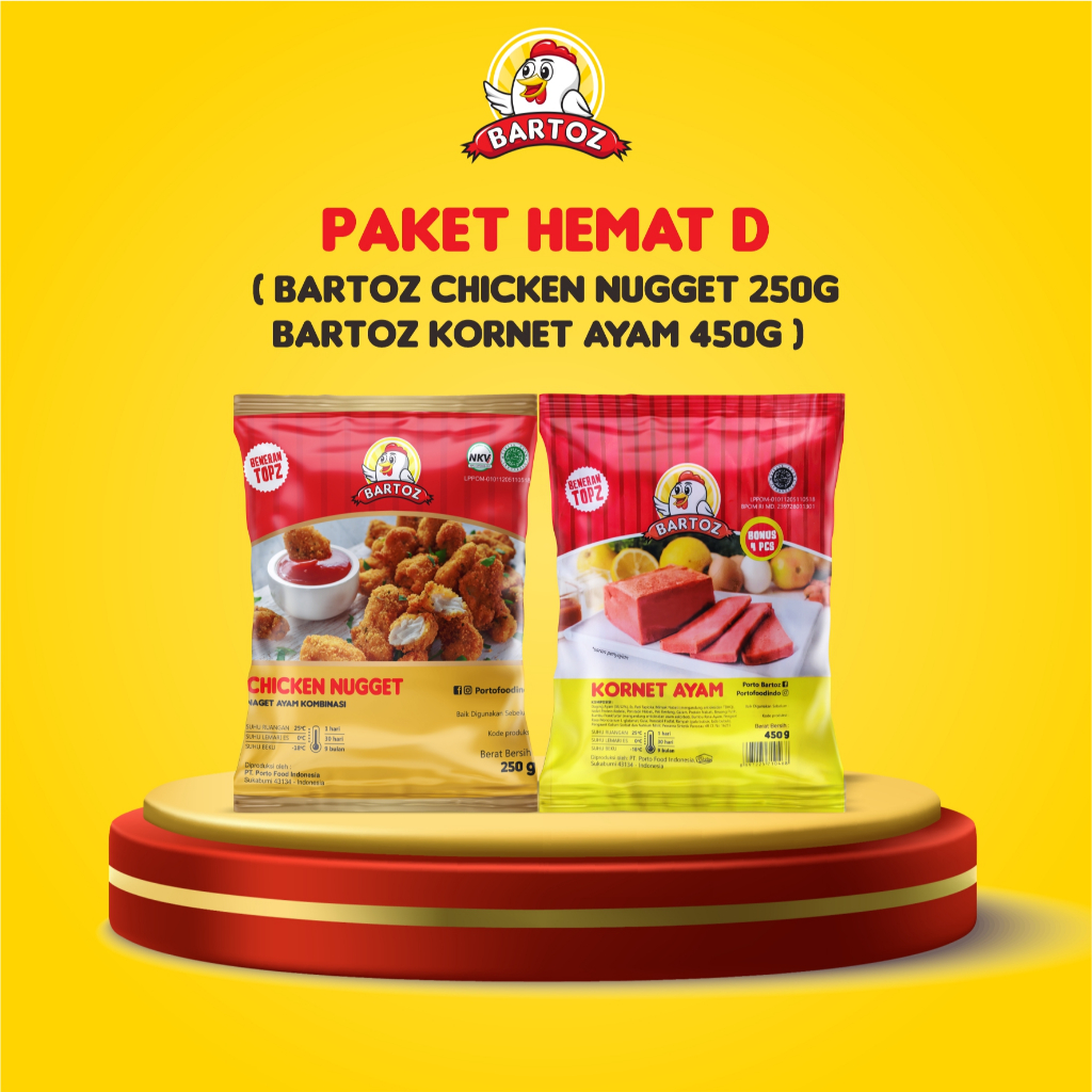 

Bartoz Chicken Nugget 250 GR + Bartoz Kornet Ayam 450 GR