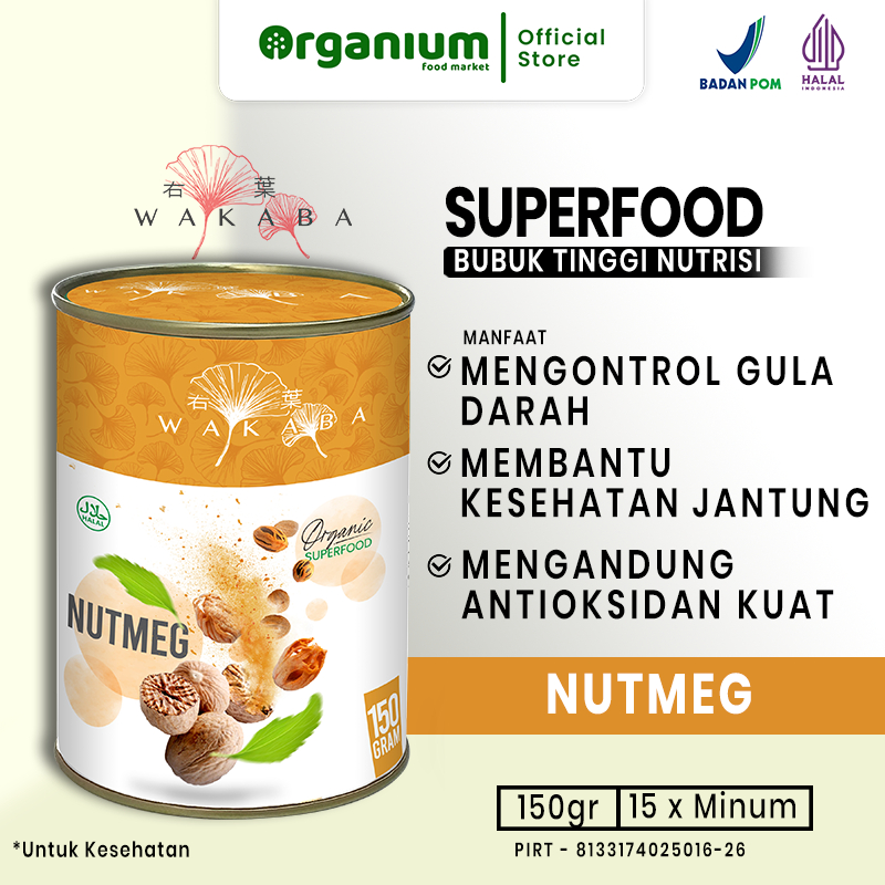 WAKABA Superfood Nutmeg (Pala) , Nutrisi pengganti makan kontrol gula darah jaga kesehatan - 150gr