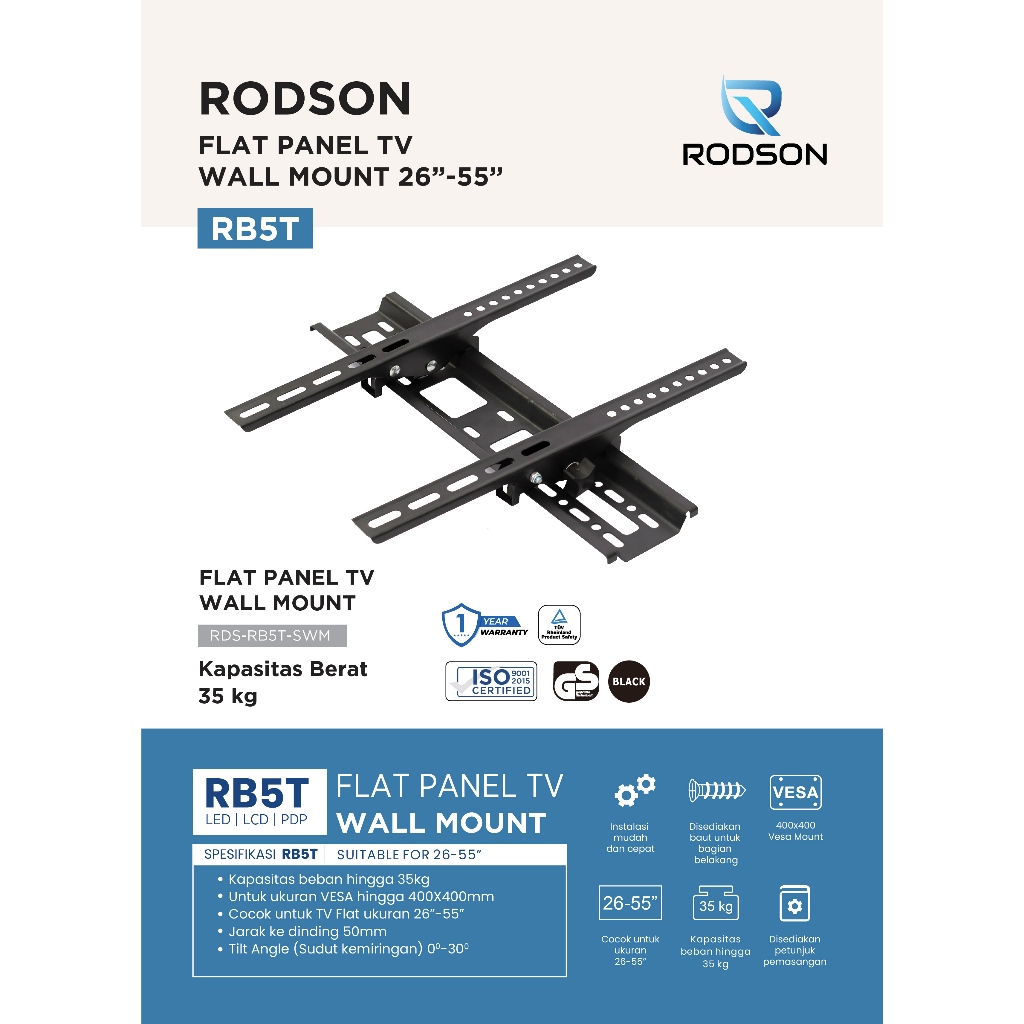 Rodson RB5T Bracket TV Monitor 26 - 55" inch Tilt breket 29 31 32 inch 43 50 inch
