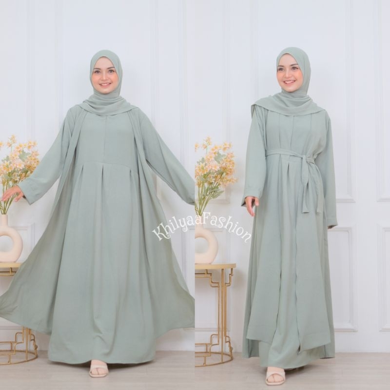 KhilyaaQueen-MEDINA GAMIS ABAYA (INCLUDE HIJAB PASHMINA) TERBARU / ABAYA TURKEY ARAB OUTER MENYATU B