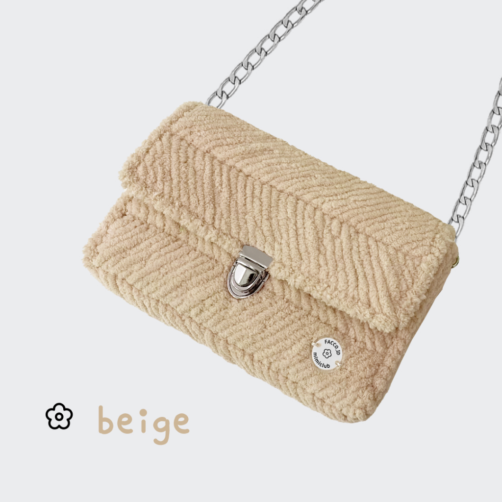 Chloe Fluffy Clutch CREAM / Crochet Bag / Tas Rajut / Tas Pesta Wanita / Clucth Pesta Wanita / Clutc