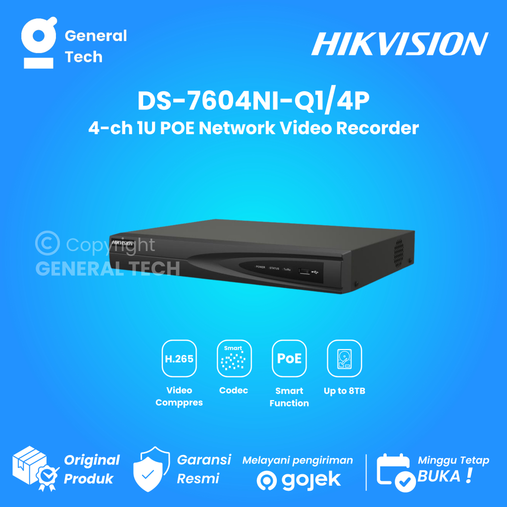 Hikvision NVR DS-7604NI-Q1/4P 4-ch 1U 4 PoE NVR