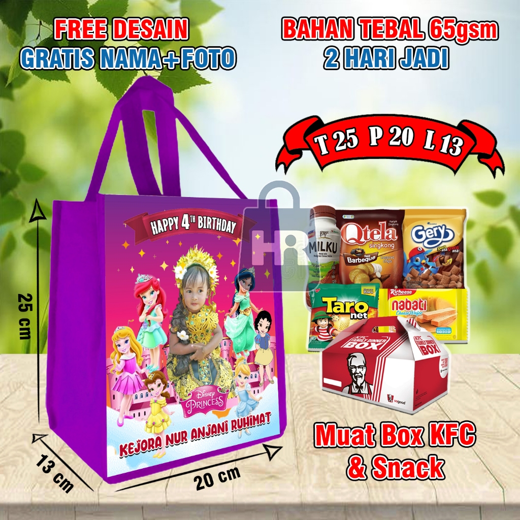 

Tas Ulang Tahun Anak Custom Nama dan Foto / Tas Ultah Custom Muat KFC / Tas Souvenir Ulang Tahun Ukuran Box KFC / Tas Ulang Tahun Murah Bahan Tebal / Goodie Bag Request Desain / Tas Ultah Karakter Custom