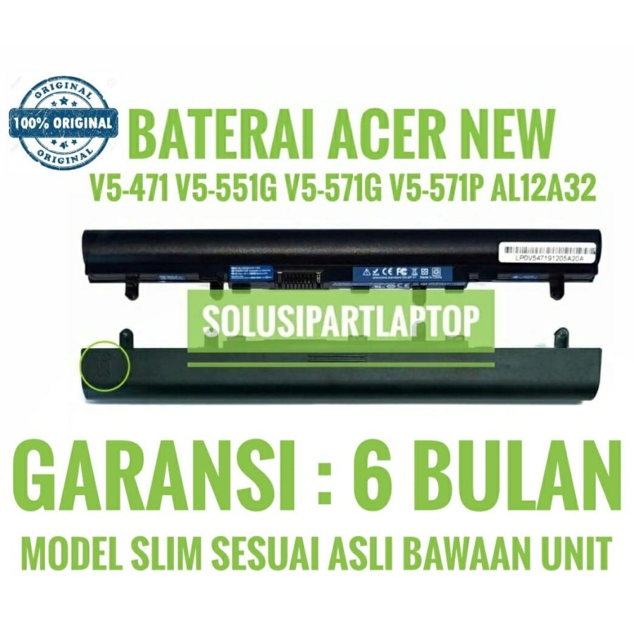 Baterai Batre Original Laptop Acer Aspire V5 V5-471 V5-471G V5-471P