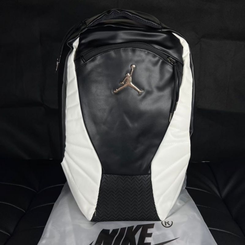 TAS RANSEL / BACKPACK JORDAN RETRO 5 LEATHER BLACK AND WHITE FULLTAG