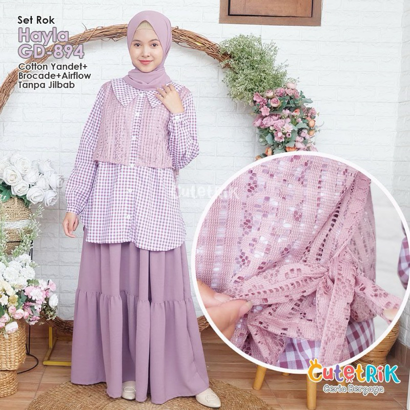 (10-14 th) GD 894 Baju Setelan Tunik Rok Anak Remaja Cutetrik Hayla Ungu