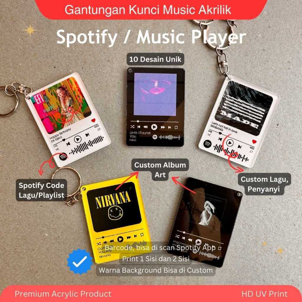 Gantungan Kunci Spotify Custom | Ganci Spotify | Keychain Spotify Akrilik Custom HD UV Print PREMIUM