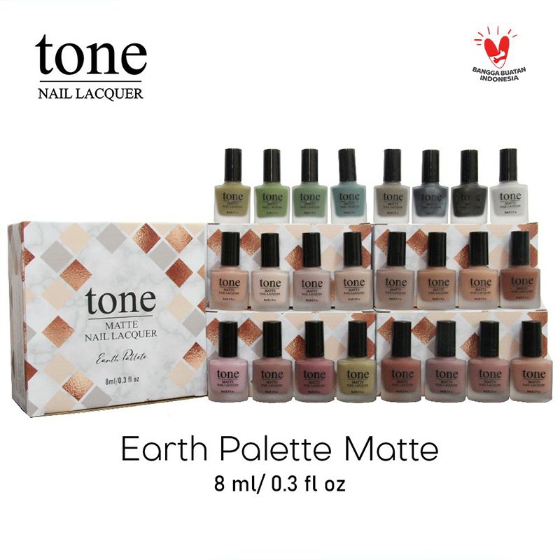 Kutek Tone Matte Nail Lacquer Earth Palette Series Halal Murah 8ml | Cat Kuku Tone Matte Nail Polish