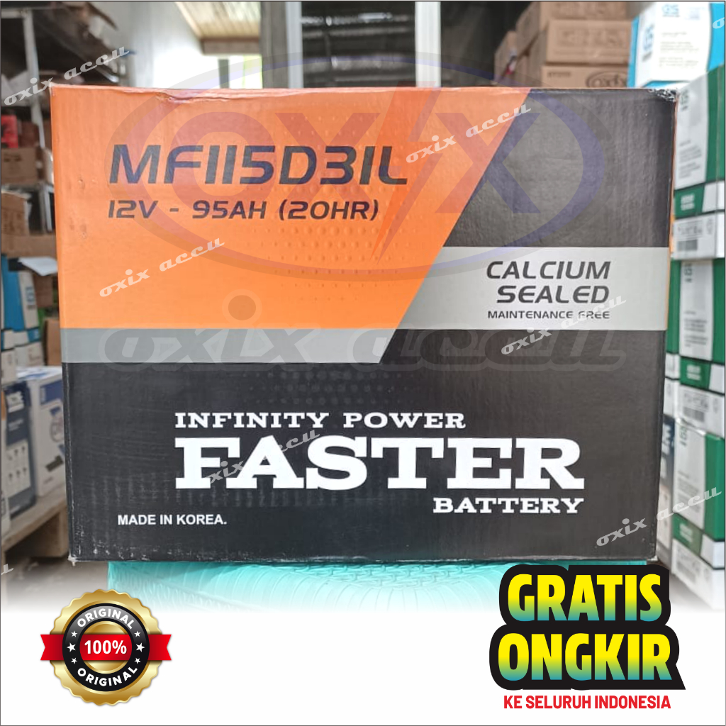 Faster MF NX120-7L / 115D31L - 12V 95Ah Aki Mobil Original - Aki Innova