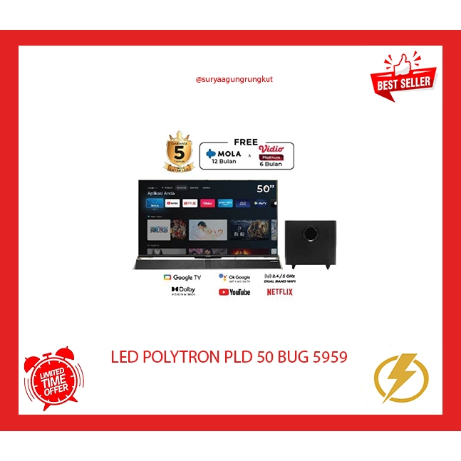 DIGITAL LED POLYTRON SOUNDBAR SMART TV 50 INCH - PLD 50 BUG 5959