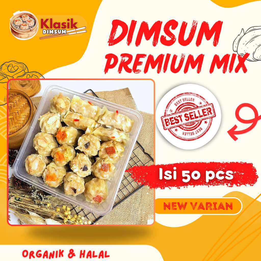 

Dimsum isi 50pcs Lezat & Gurih MIX Frozen Free Saus Merah & Lada Hitam Halal & Premium