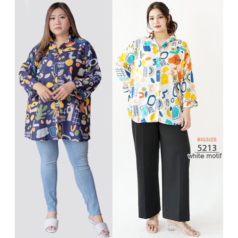BAJU ATASAN KEMEJA WANITA JUMBO BIG SIZE LD 130cm XXL XXXL 5213 KOREAN STYLE OVERSIZE BAJU HAMIL KEM