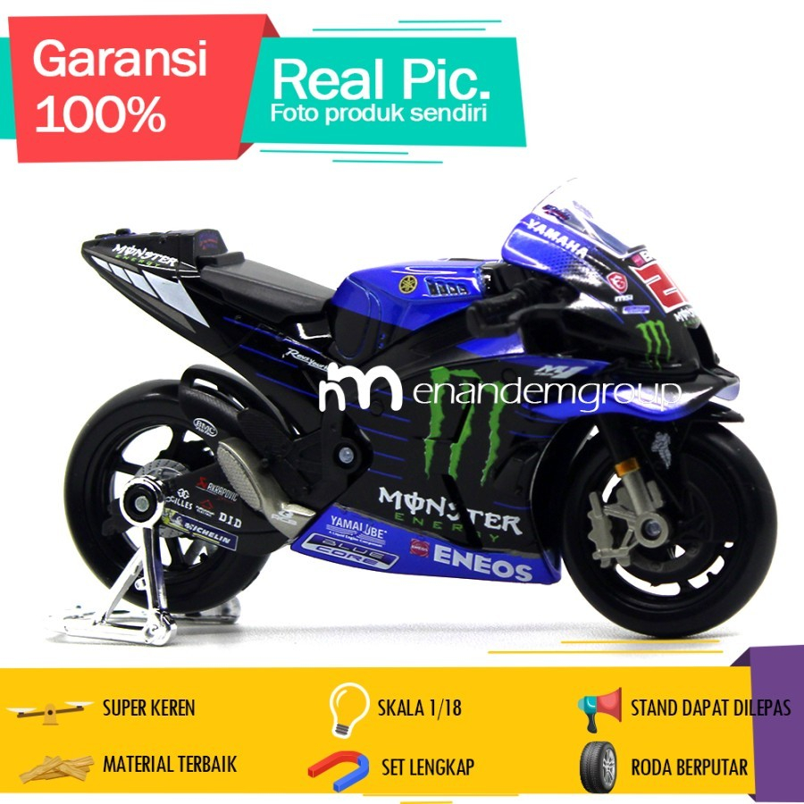 Maisto Die Cast Miniatur Motor Moto GP Yamaha Fabio Quartararo 20